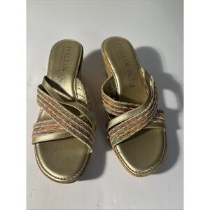 Italian Shoemaker Multi Color‎ Cross Strap Wedges Size 10M